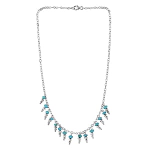 Santa Fe Style Mojave Turquoise Necklace 18 Inches in Sterling Silver 12.00 ctw