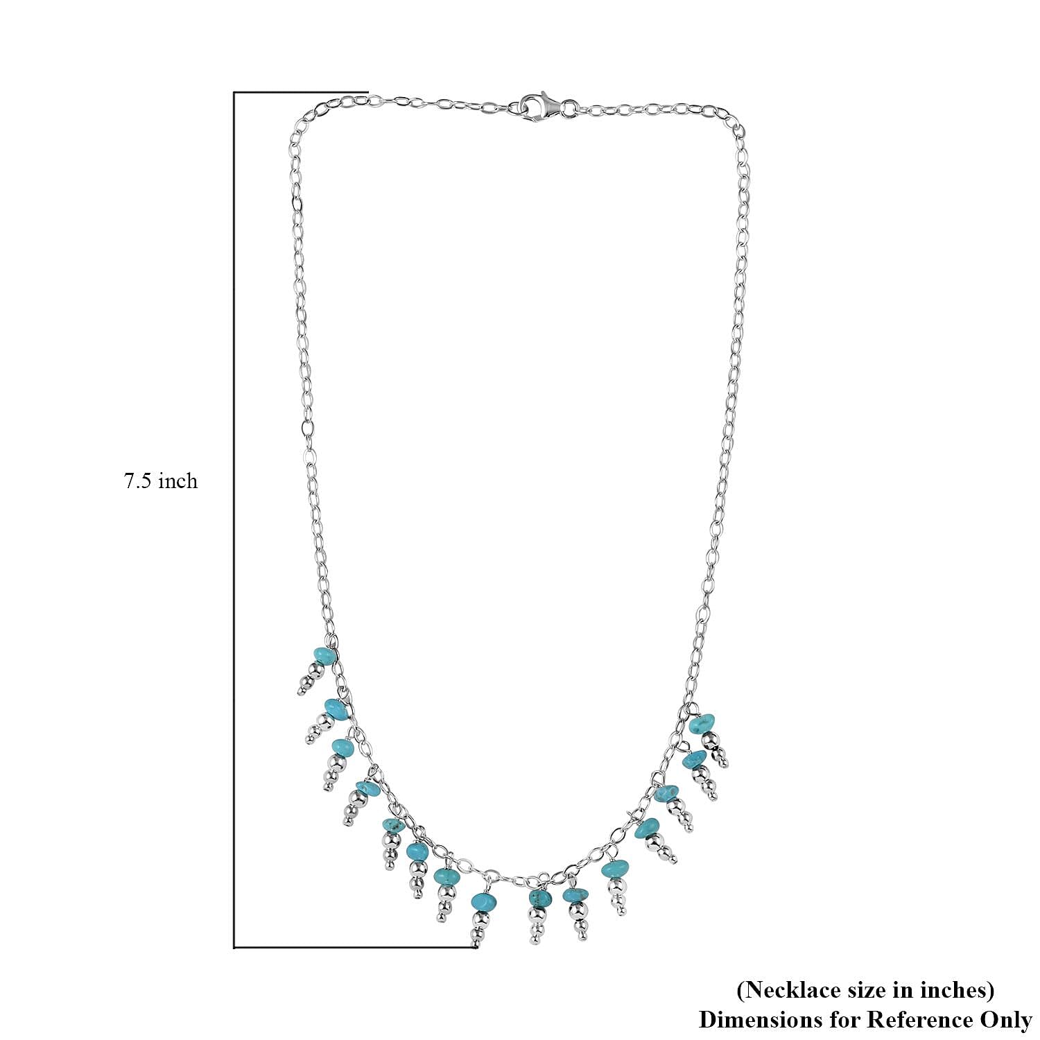 Santa Fe Style Mojave Turquoise Necklace 18 Inches in Sterling Silver 12.00 ctw