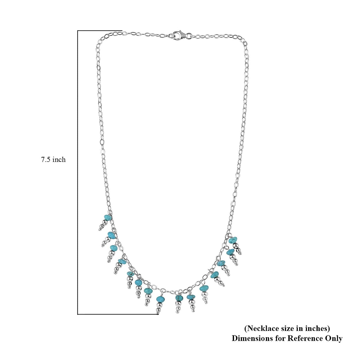 Santa Fe Style Mojave Turquoise Necklace 18 Inches in Sterling Silver 12.00 ctw image number 4