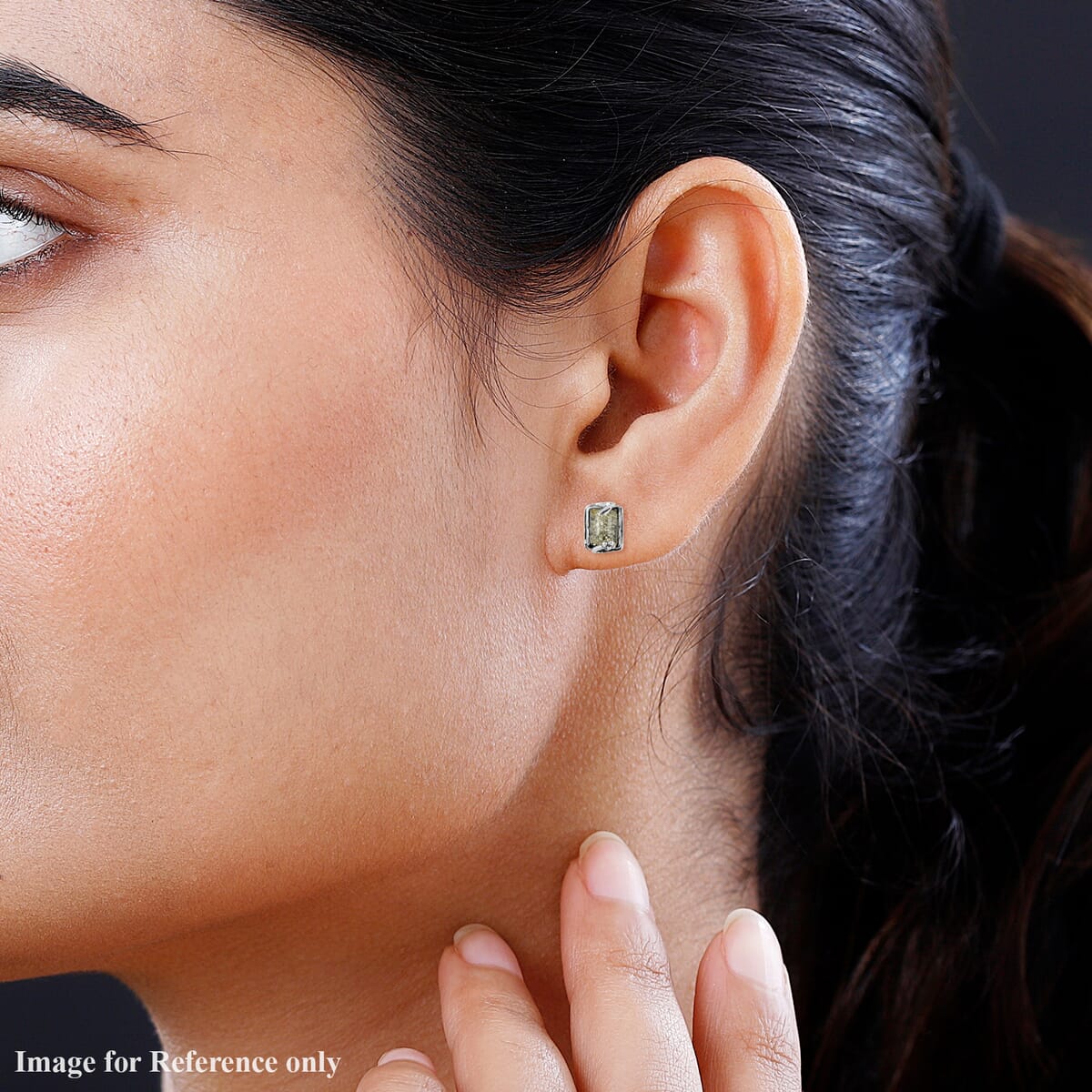 Green Amber Earrings in Sterling Silver image number 2