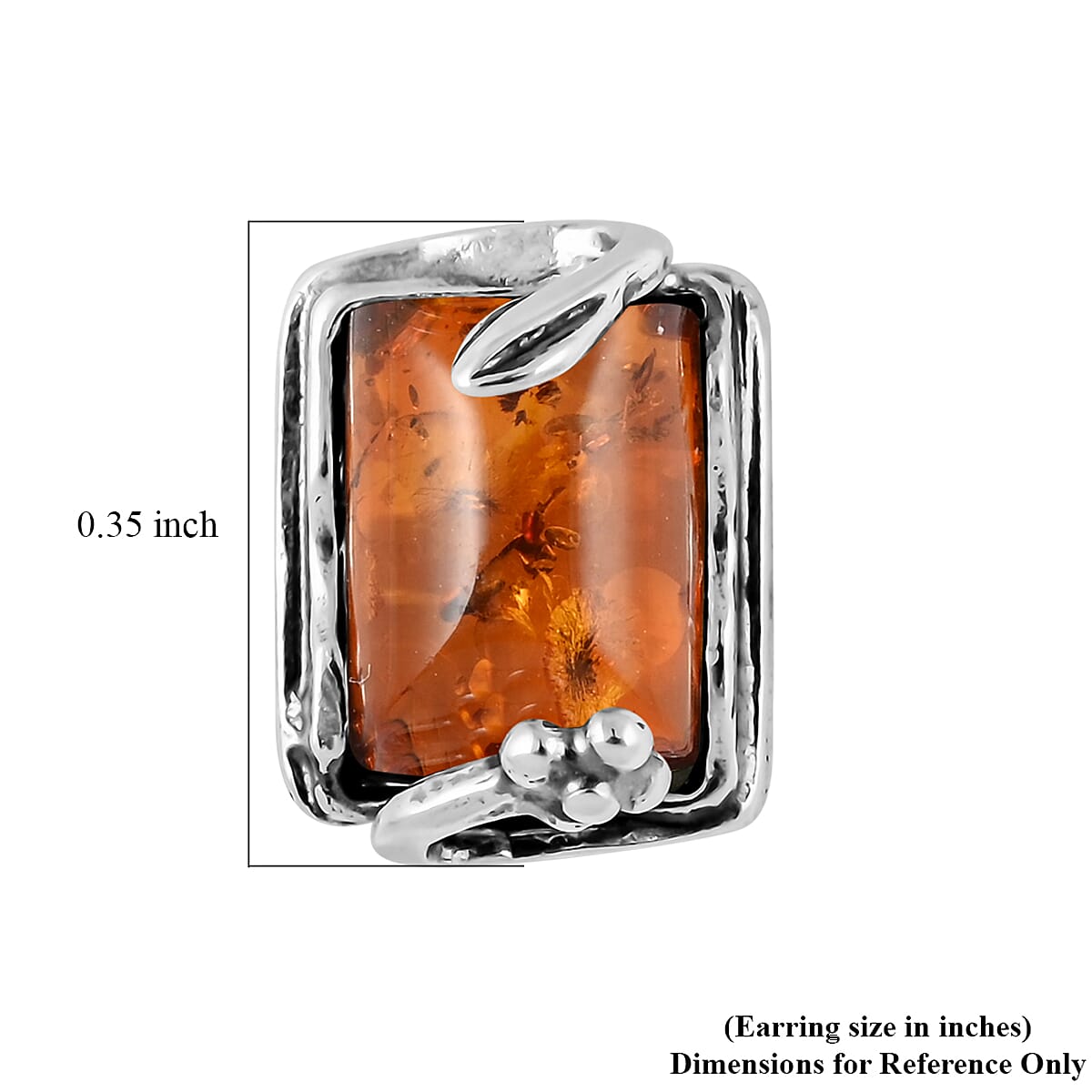 Red Amber Earrings in Sterling Silver image number 4