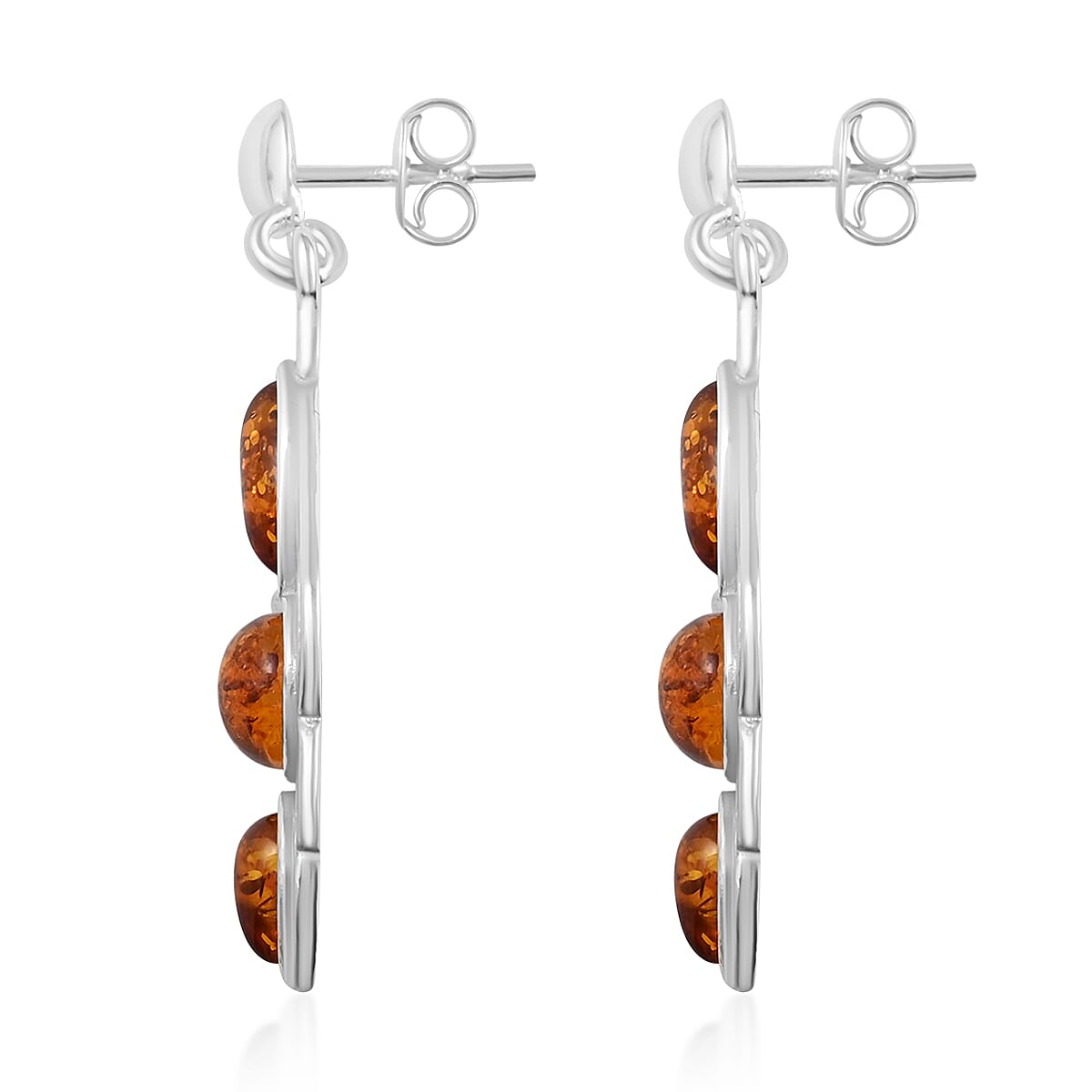 Chrome Yellow Amber Earrings in Sterling Silver image number 3
