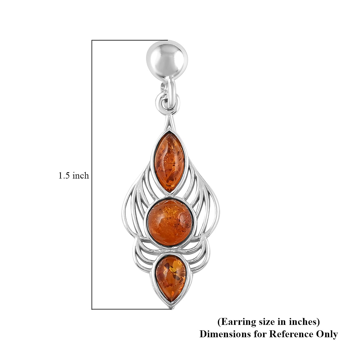 Chrome Yellow Amber Earrings in Sterling Silver image number 4