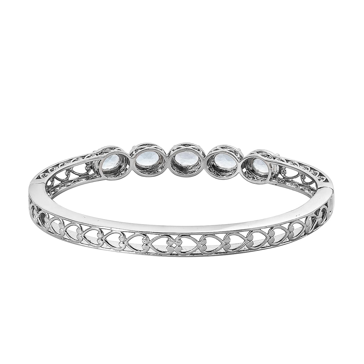 Sky Blue Topaz Bangle Bracelet in Stainless Steel (7.25 In) 7.25 ctw , Tarnish-Free, Waterproof, Sweat Proof Jewelry image number 4