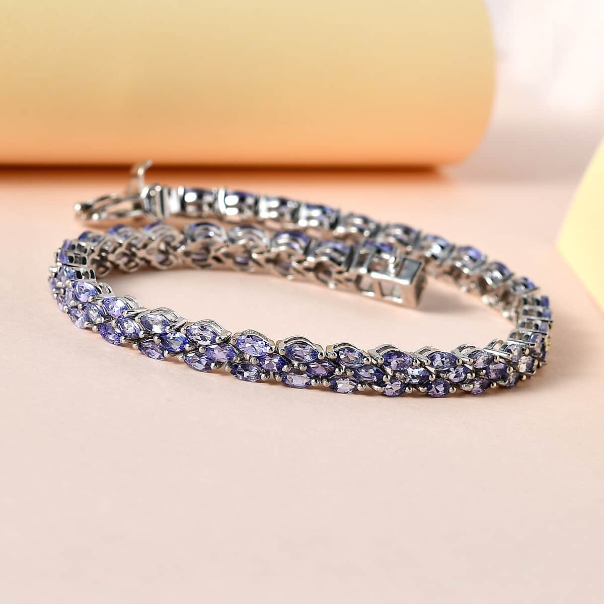 Tanzanite Bracelet in Platinum Over Sterling Silver (8.00 In) 8.40 ctw image number 1