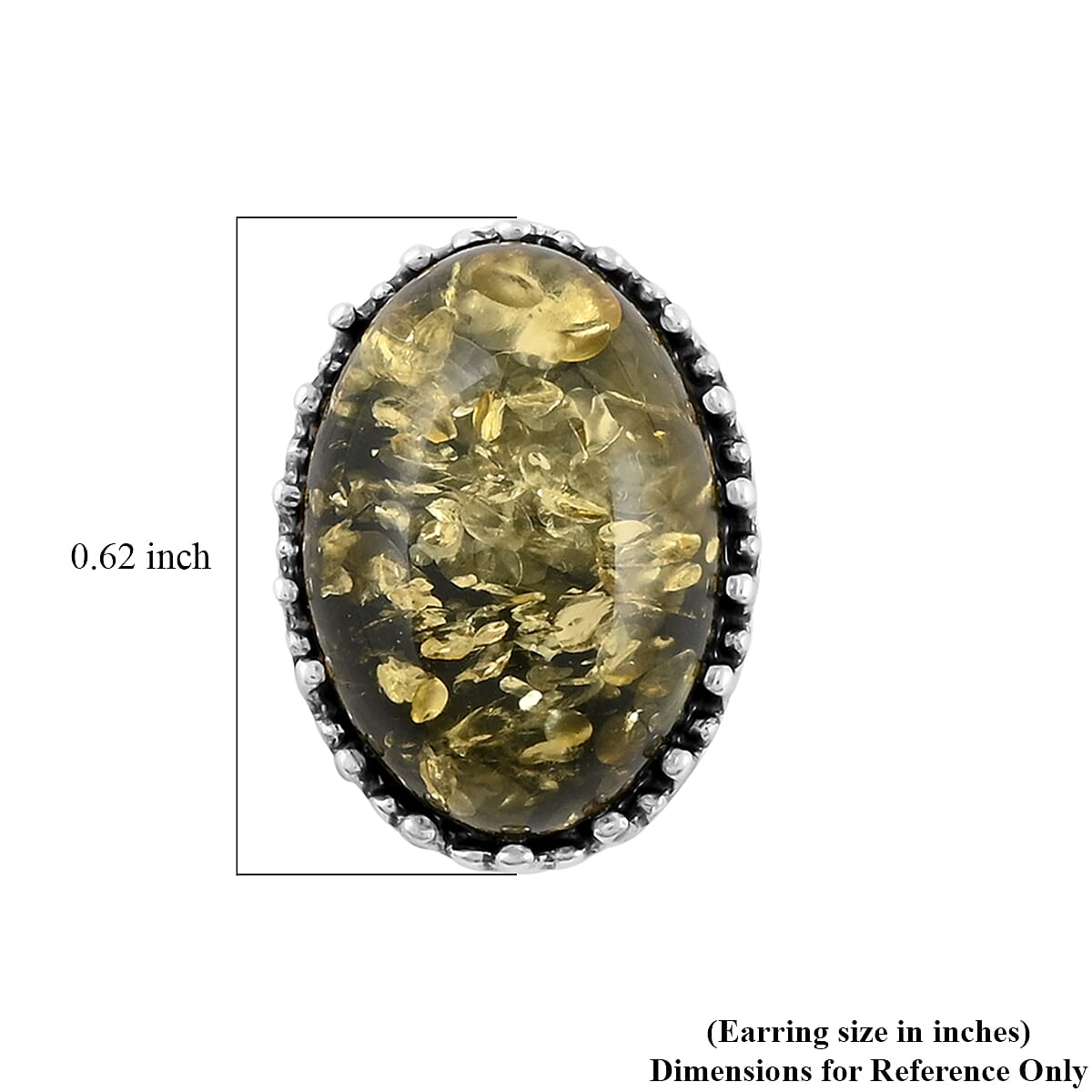 Green Amber Earrings in Sterling Silver image number 4