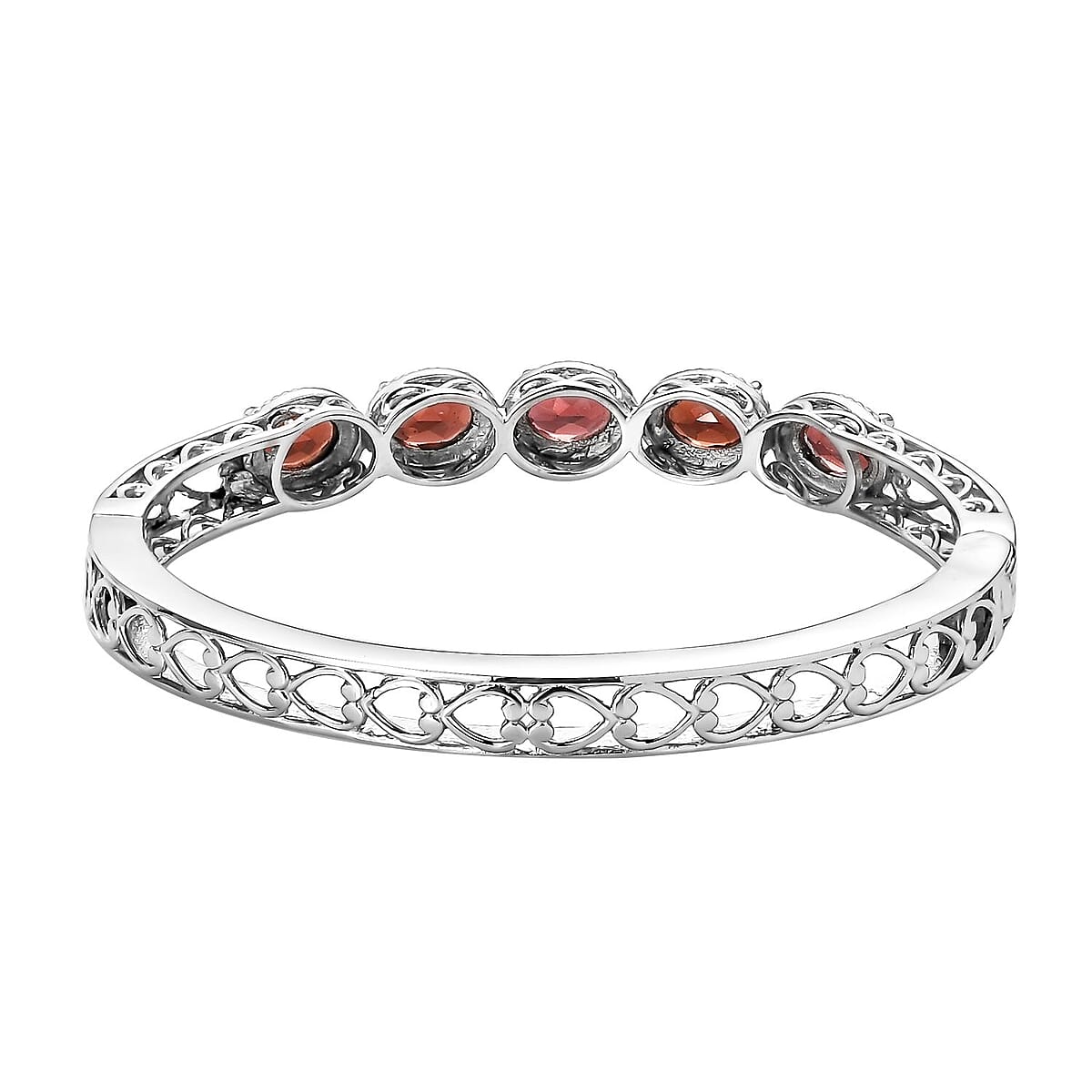 Mozambique Garnet Bangle Bracelet in Stainless Steel (6.50 In) 7.65 ctw | Tarnish-Free, Waterproof, Sweat Proof Jewelry image number 4
