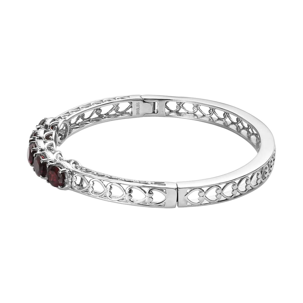 Mozambique Garnet Bangle Bracelet in Stainless Steel (8.00 In) 7.65 ctw | Tarnish-Free, Waterproof, Sweat Proof Jewelry image number 3