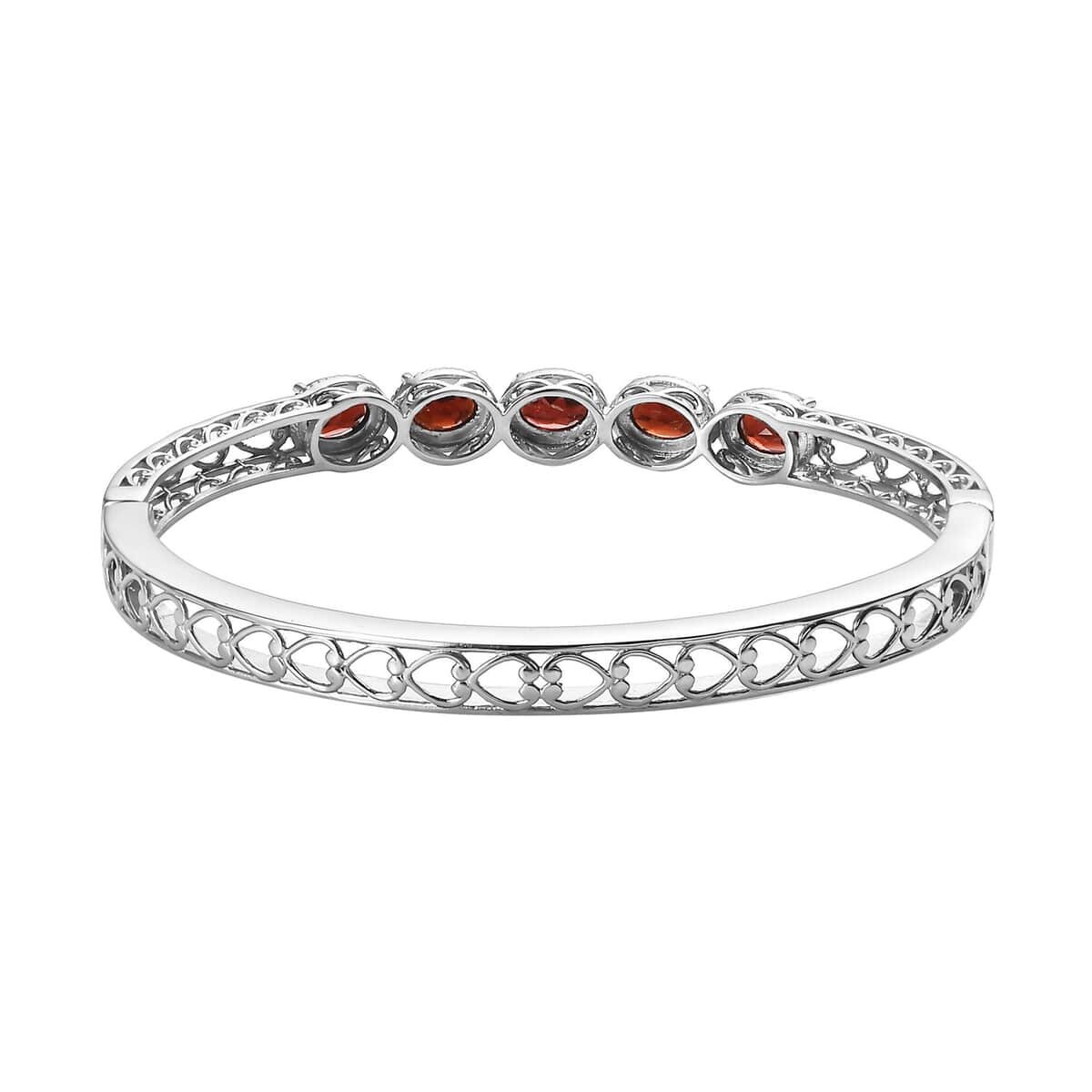 Mozambique Garnet Bangle Bracelet in Stainless Steel (8.00 In) 7.65 ctw | Tarnish-Free, Waterproof, Sweat Proof Jewelry image number 4