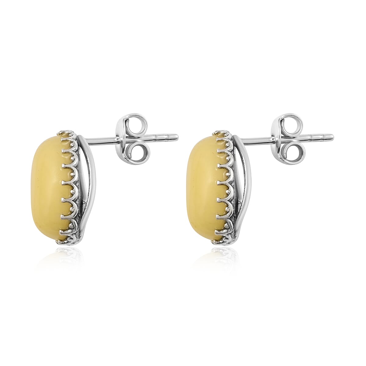 Yellow Amber Earrings in Sterling Silver image number 3