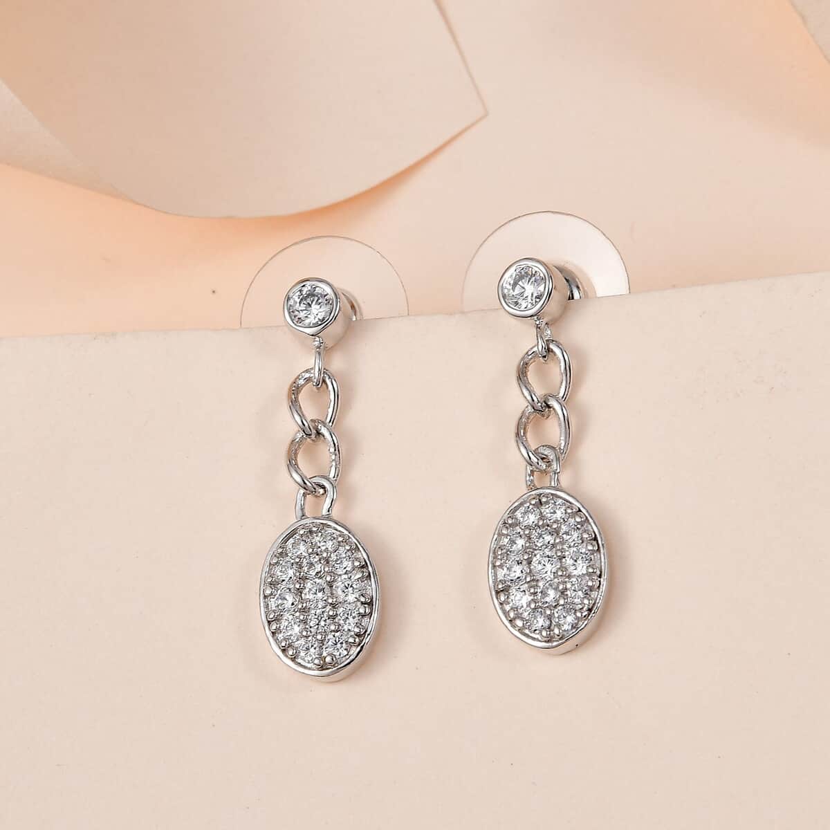 Karis Simulated Diamond Earrings in Platinum Bond 1.65 ctw image number 1