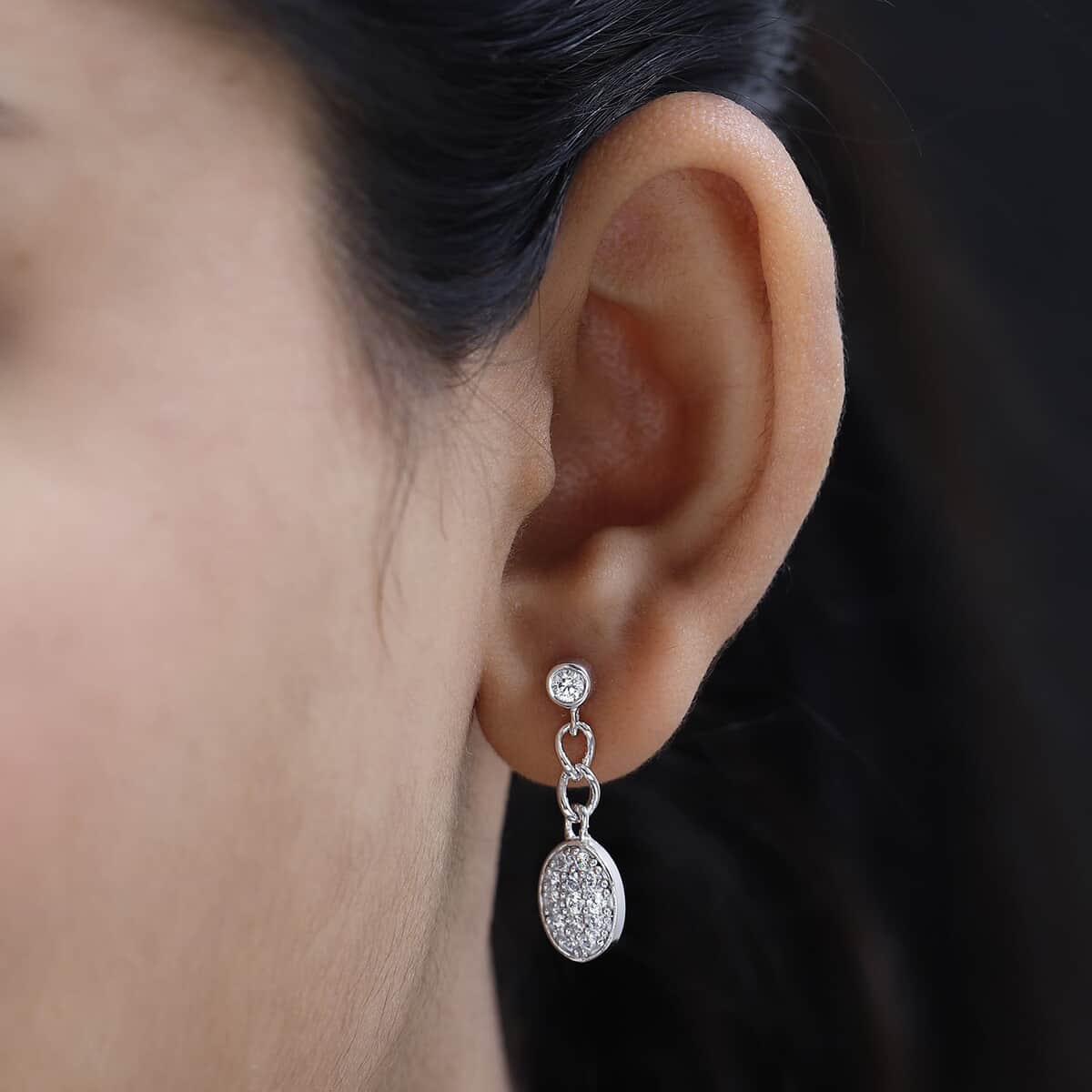 Karis Simulated Diamond Earrings in Platinum Bond 1.65 ctw image number 2