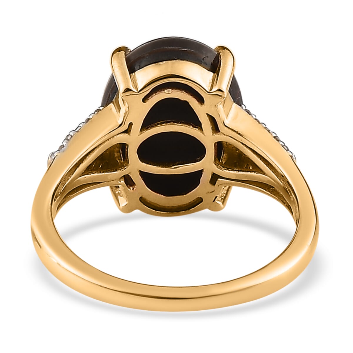 Premium Canadian Ammolite and Diamond Ring in Vermeil Yellow Gold Over Sterling Silver 0.15 ctw image number 4
