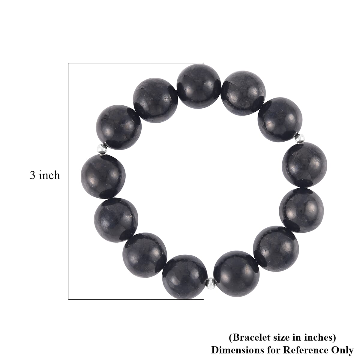 Shungite 15-17mm Beaded Stretch Bracelet n Rhodium Over Sterling Silver 367.00 ctw image number 4