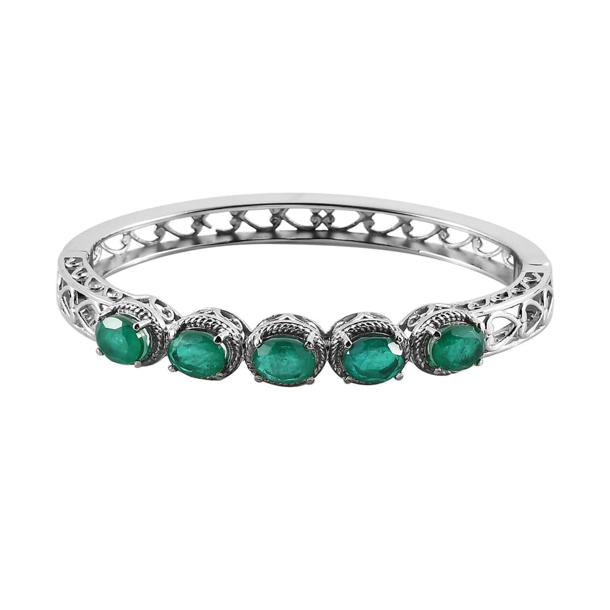 Emeraldine Quartz (Triplet) Bangle Bracelet in Stainless Steel (6.50 In) 8.00 ctw image number 0