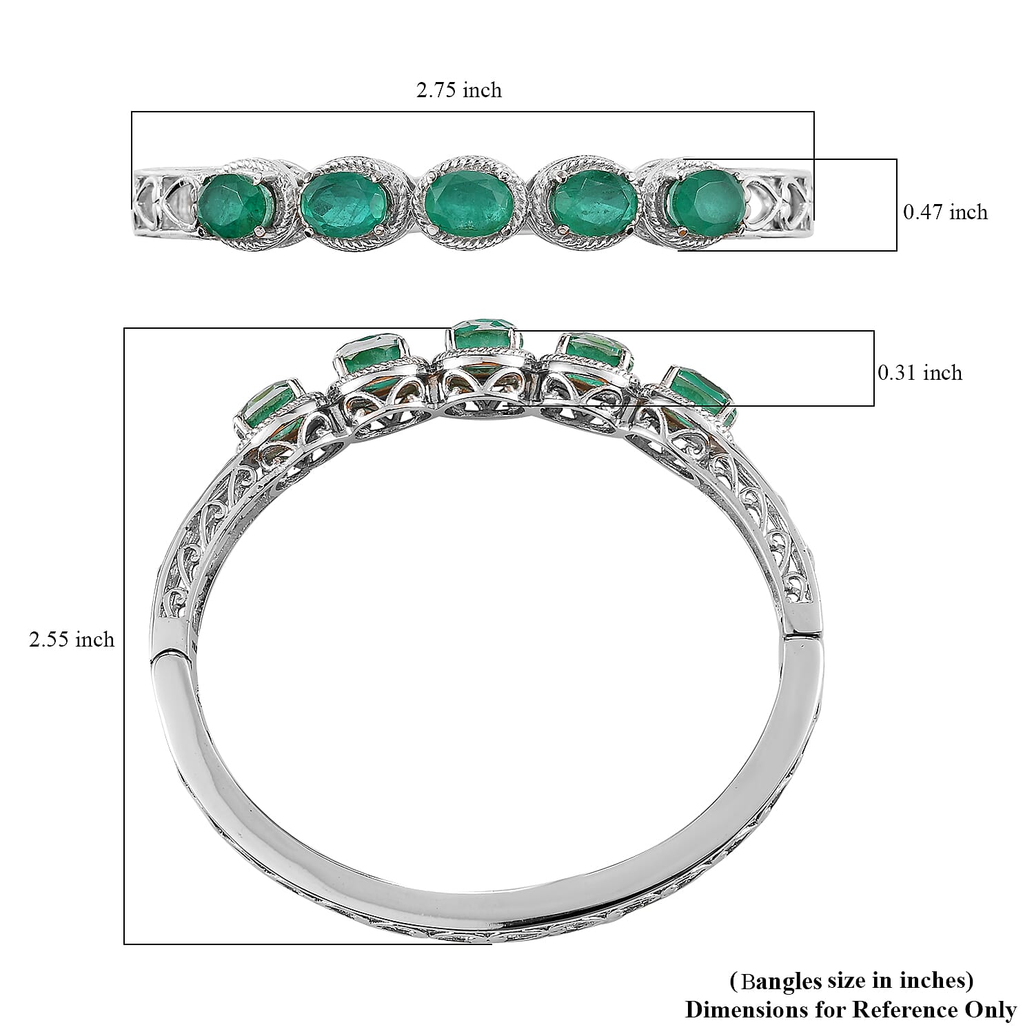 Emeraldine Quartz (Triplet) Bangle Bracelet in Stainless Steel (6.50 In) 8.00 ctw