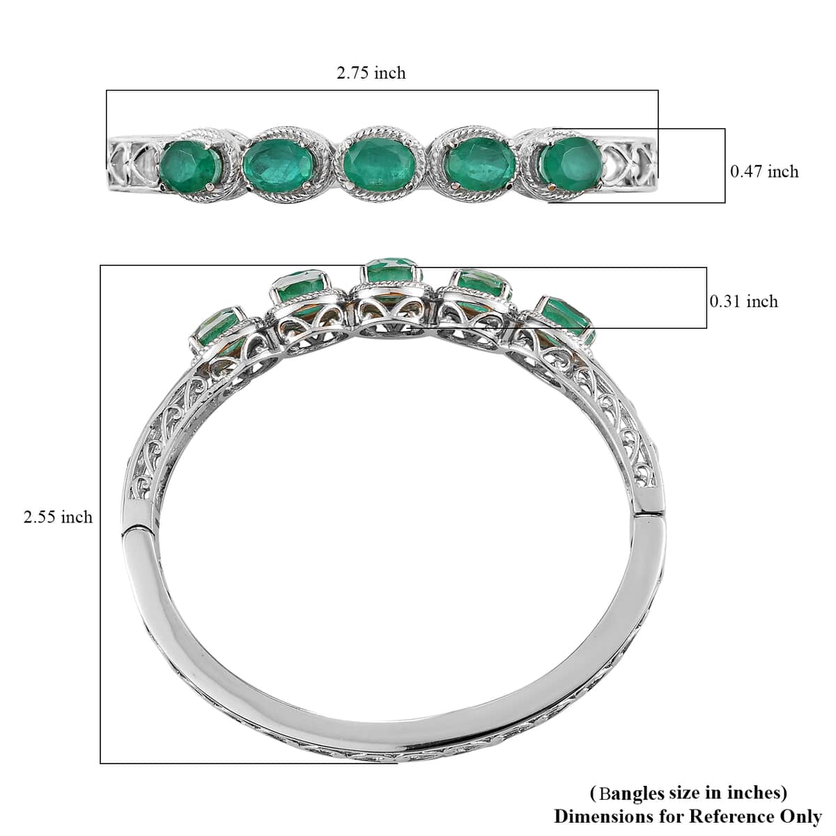 Emeraldine Quartz (Triplet) Bangle Bracelet in Stainless Steel (6.50 In) 8.00 ctw image number 5