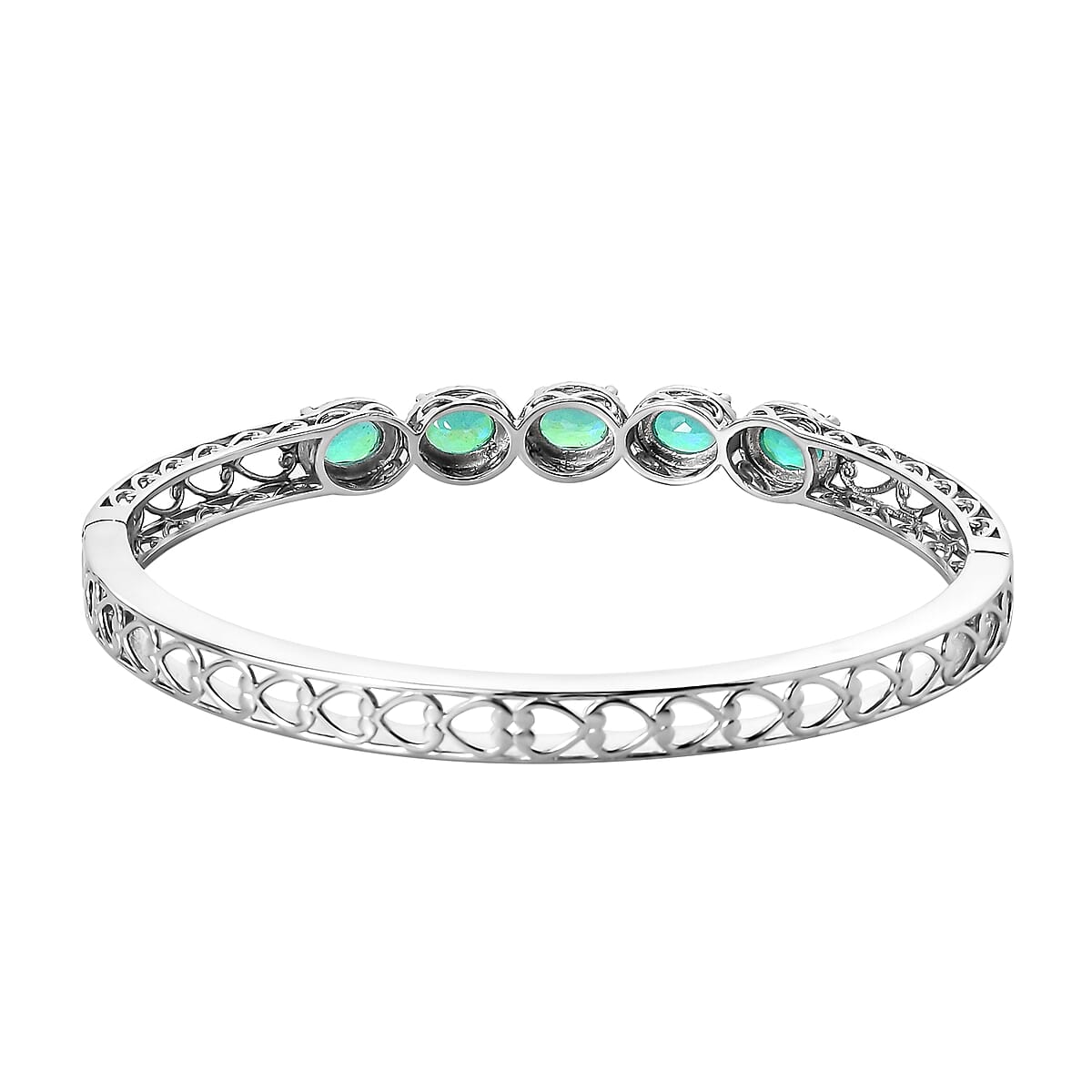 Peacock Quartz (Triplet) Bangle Bracelet in Stainless Steel (8.00 In) 7.25 ctw image number 4