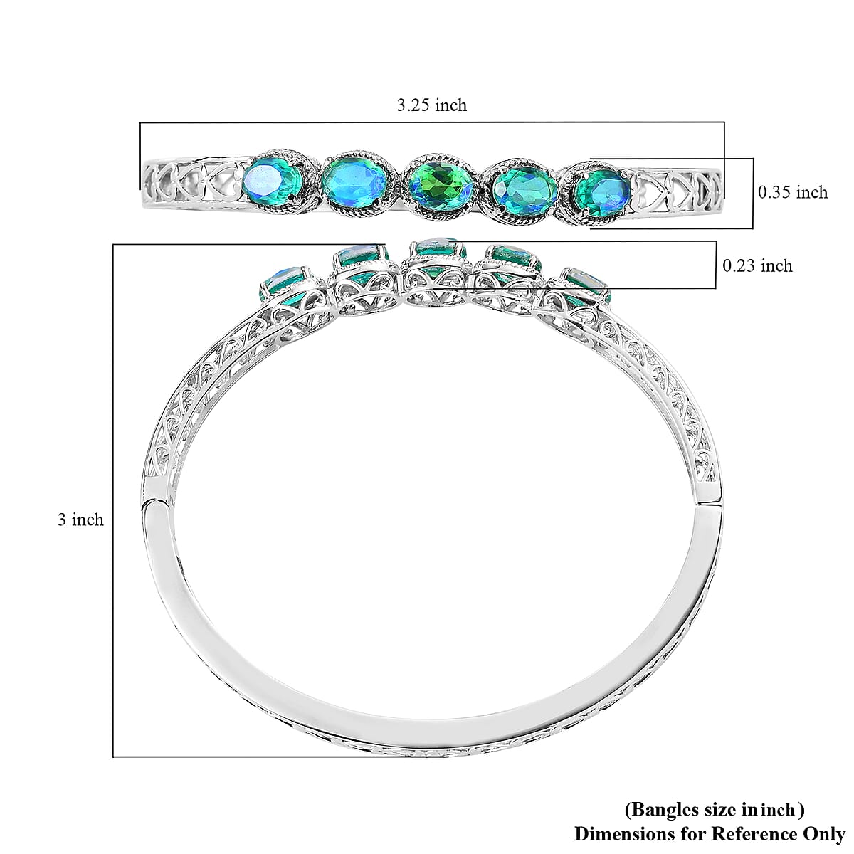 Peacock Quartz (Triplet) Bangle Bracelet in Stainless Steel (8.00 In) 7.25 ctw image number 5