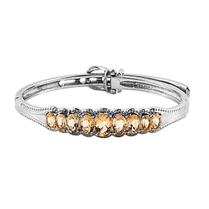 Brazilian Citrine Bangle Bracelet With Adjustable Lock in Stainless Steel (7.25 In) 6.10 ctw
