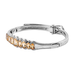 Brazilian Citrine Bangle Bracelet With Adjustable Lock in Stainless Steel (7.25 In) 6.10 ctw