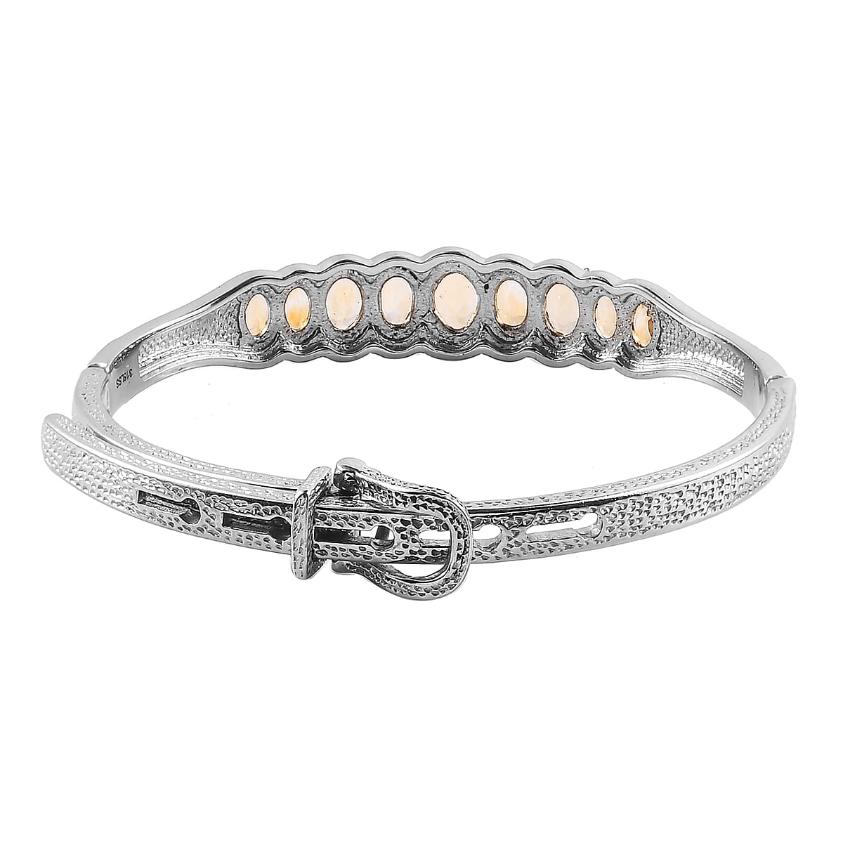 Brazilian Citrine Bangle Bracelet With Adjustable Lock in Stainless Steel (7.25 In) 6.10 ctw image number 4
