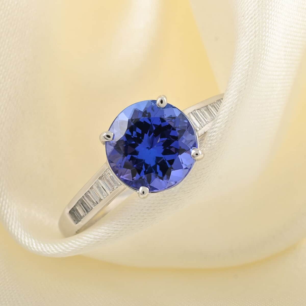 Certified Rhapsody 950 Platinum AAAA Tanzanite and E-F VS Diamond Ring 5.25 Grams 3.25 ctw (Del. in 10-15 Days) image number 1