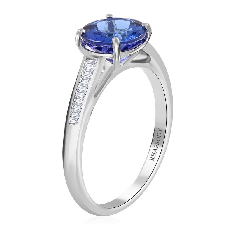 Certified & Appraised Rhapsody 950 Platinum AAAA Tanzanite and E-F VS Diamond Ring (Size 10.0) 5.25 Grams 3.25 ctw (Del. in 7-10 Days)