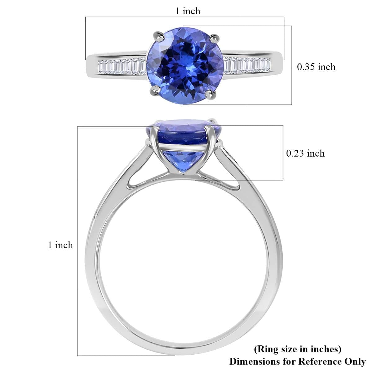 Certified Rhapsody 950 Platinum AAAA Tanzanite and E-F VS Diamond Ring 5.25 Grams 3.25 ctw (Del. in 10-15 Days) image number 4
