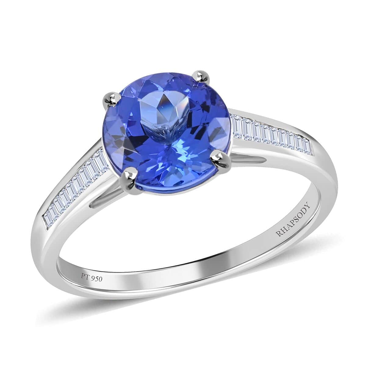 Certified & Appraised Rhapsody 950 Platinum AAAA Tanzanite and E-F VS Diamond Ring (Size 6.0) 5.25 Grams 3.25 ctw image number 0