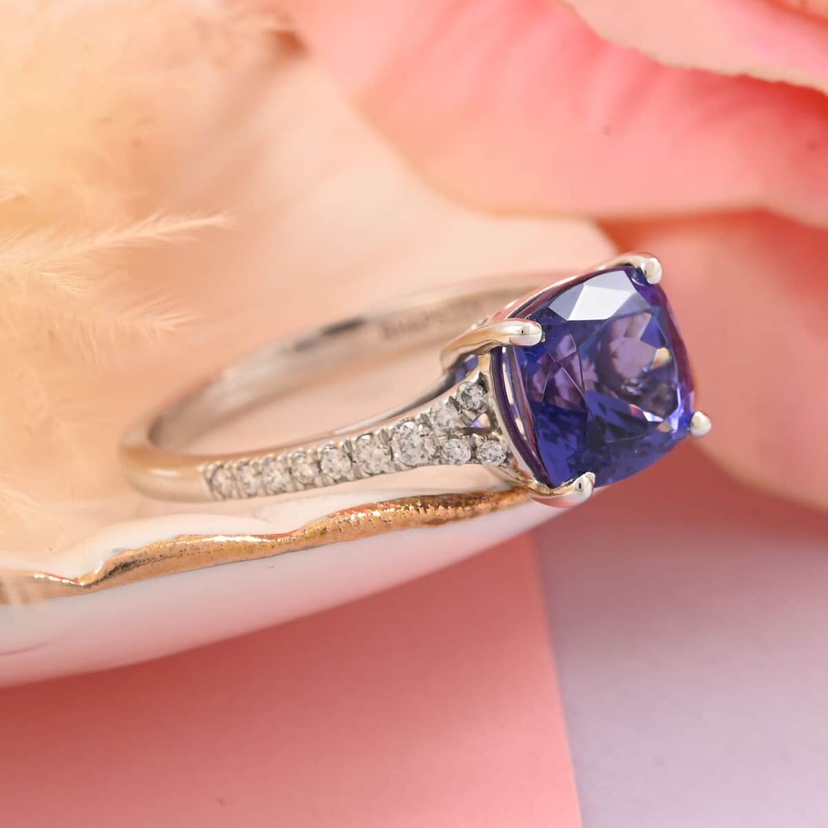 Certified Rhapsody 950 Platinum AAAA Tanzanite and E-F VS Diamond Ring 4.45 Grams (Del. in 15-20 Days) 2.85 ctw image number 1