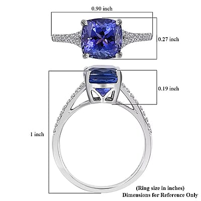 Certified and Appraised Rhapsody 950 Platinum AAAA Tanzanite and E-F VS Diamond Ring (Size 6.0) 4.45 Grams 2.85 ctw