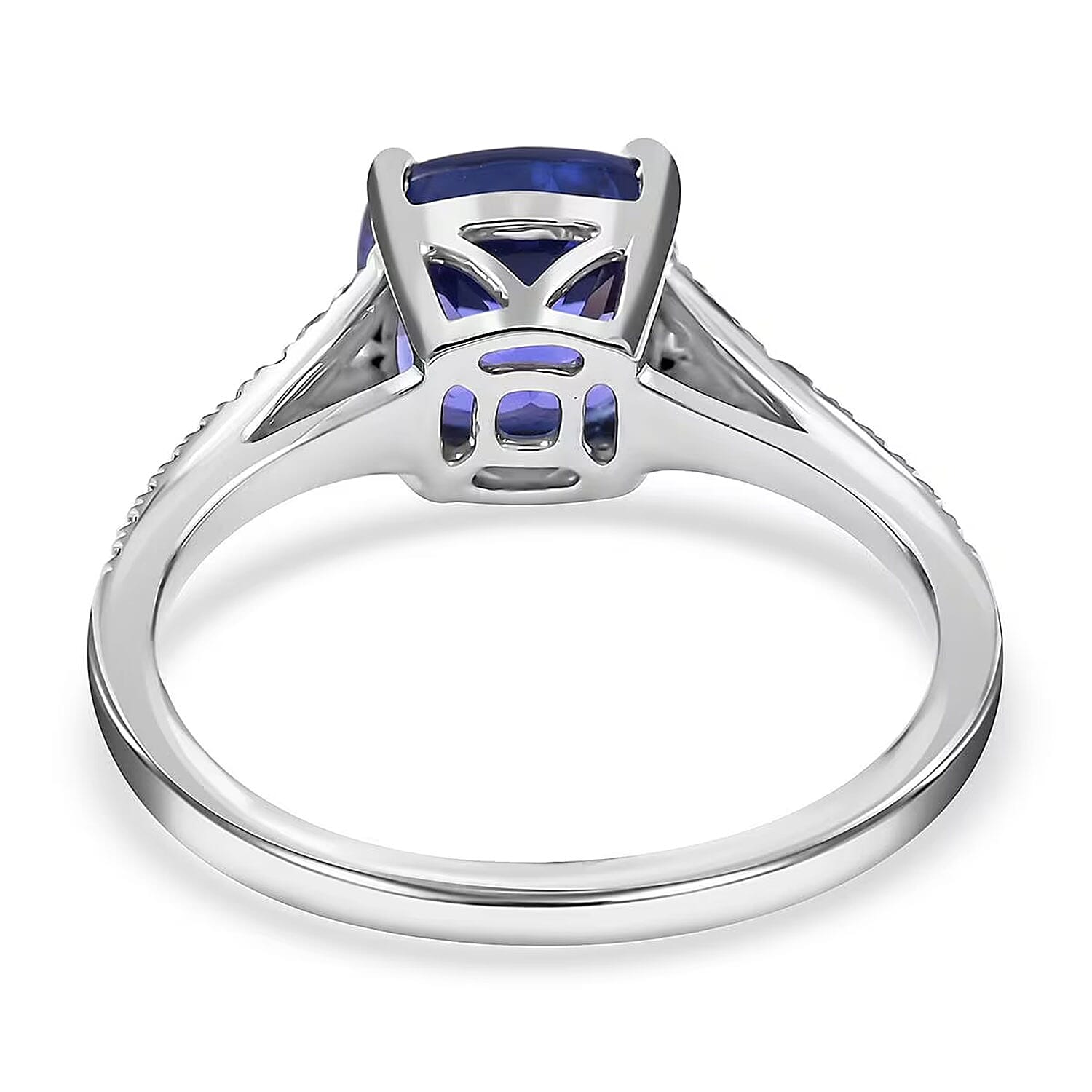 Certified and Appraised Rhapsody 950 Platinum AAAA Tanzanite and E-F VS Diamond Ring (Size 6.0) 4.45 Grams 2.85 ctw