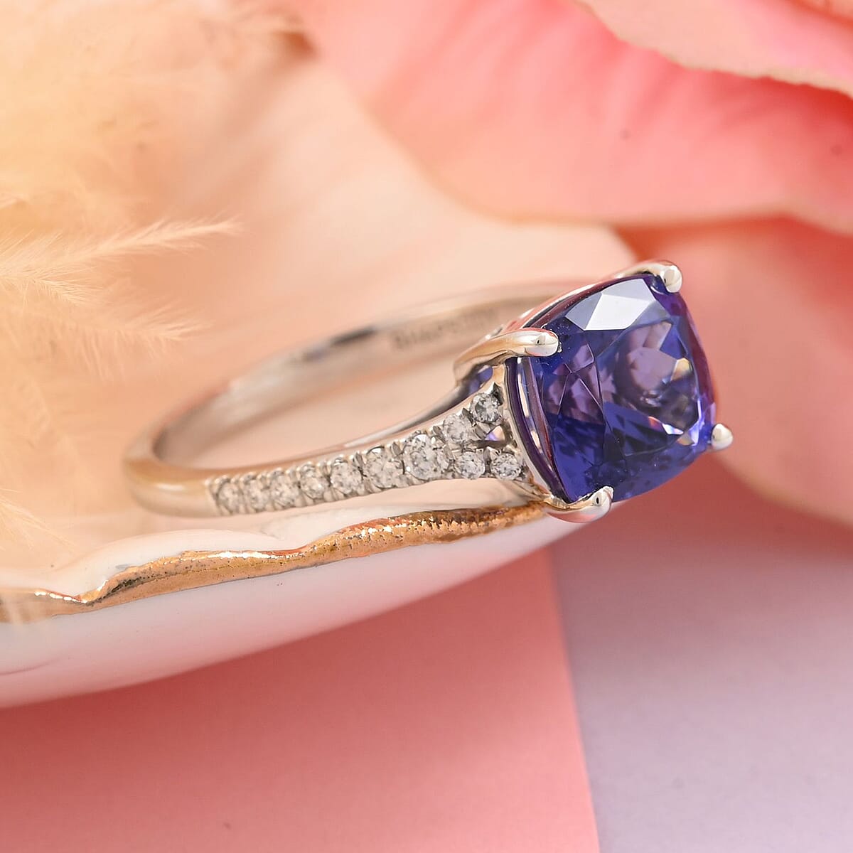 Certified and Appraised Rhapsody 950 Platinum AAAA Tanzanite and E-F VS Diamond Ring (Size 9.0) 4.45 Grams 2.85 ctw (Del. in 10-15 Days)  image number 1