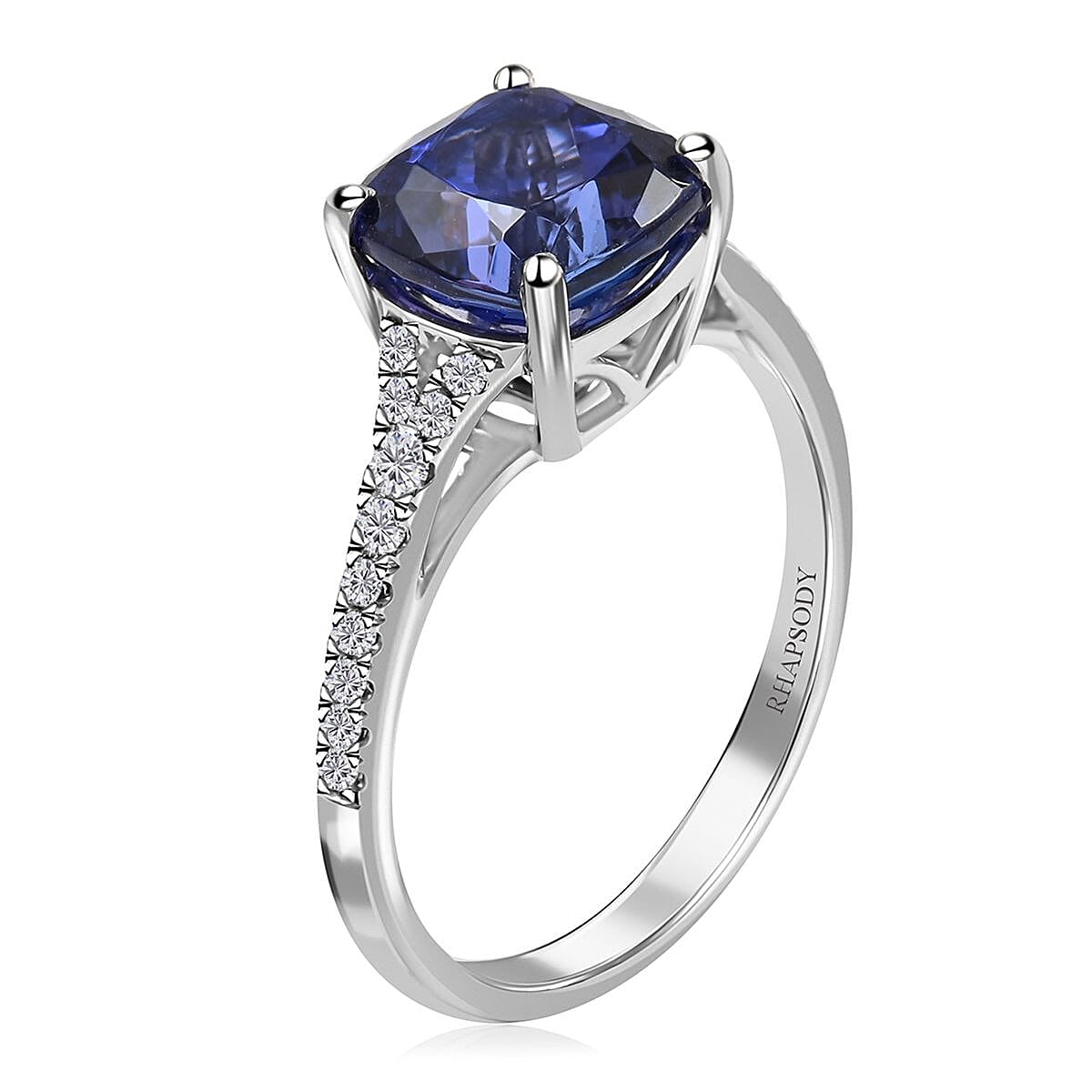Certified and Appraised Rhapsody 950 Platinum AAAA Tanzanite and E-F VS Diamond Ring (Size 9.0) 4.45 Grams 2.85 ctw (Del. in 10-15 Days)  image number 3