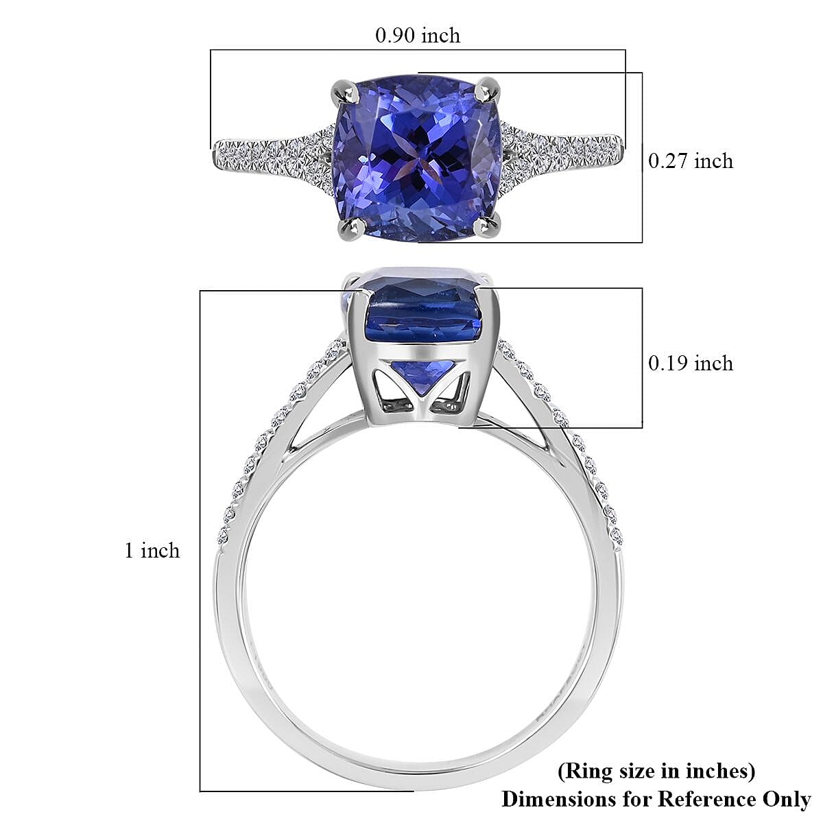 Certified and Appraised Rhapsody 950 Platinum AAAA Tanzanite and E-F VS Diamond Ring (Size 9.0) 4.45 Grams 2.85 ctw (Del. in 10-15 Days)  image number 5