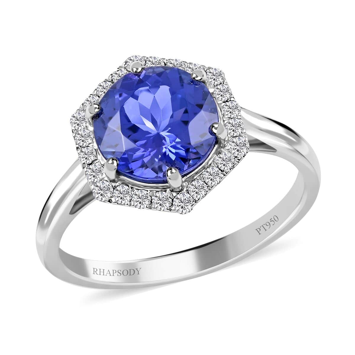 Certified Rhapsody 950 Platinum AAAA Tanzanite and E-F VS Diamond Ring 5.65 Grams 3.00 ctw (Del. in 15-20 Days) image number 0