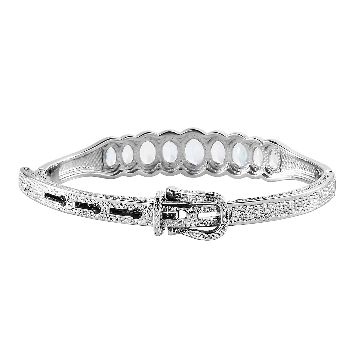 Sky Blue Topaz Bangle Bracelet With Adjustable Lock in Stainless Steel (7.25 In) 6.65 ctw image number 3