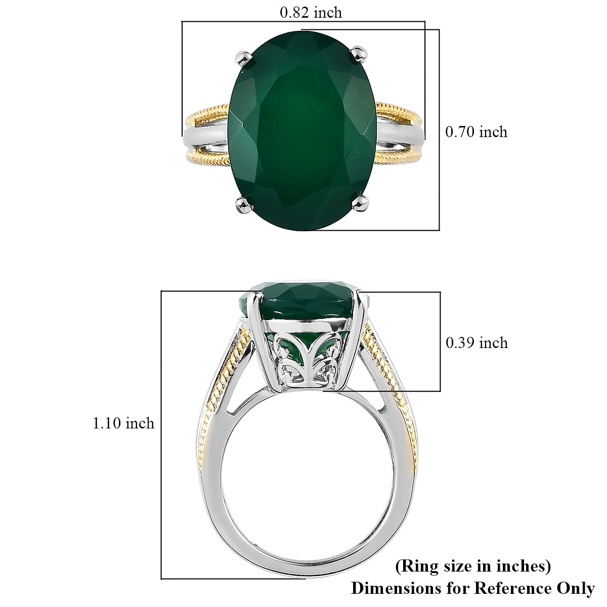 Karis Verde Onyx Solitaire Ring in 18K YG Plated and Platinum Bond (Size 10.0) 8.00 ctw