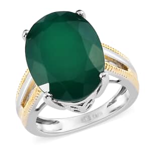 Karis Verde Onyx Solitaire Ring in 18K YG Plated and Platinum Bond (Size 10.0) 8.00 ctw