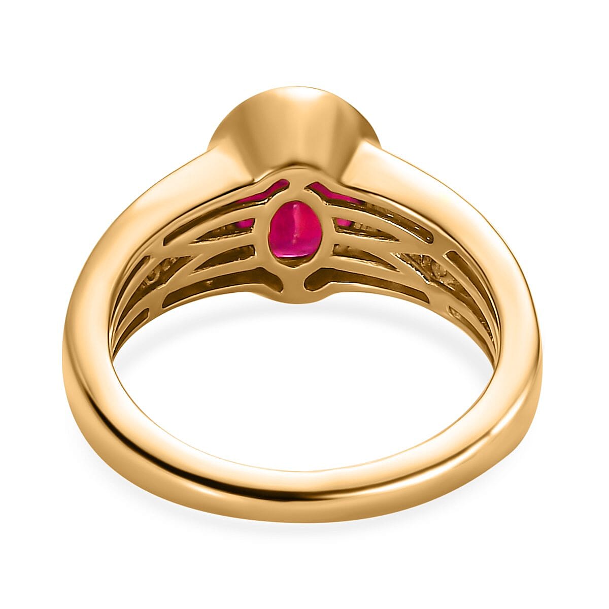 African Ruby and White Zircon 2.70 ctw Ring in 14K YG Over Sterling Silver (Size 10.0)