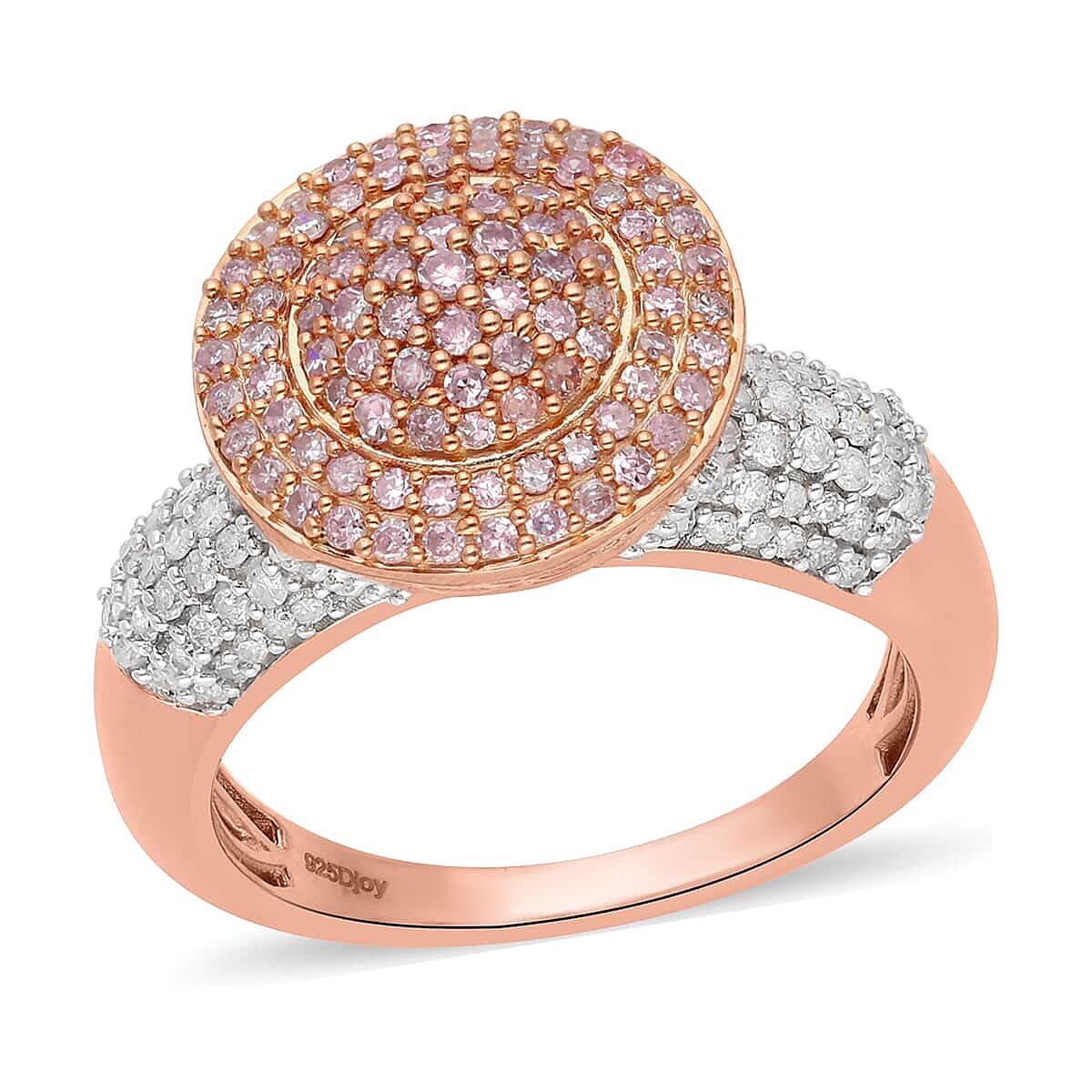 Natural Pink and White Diamond I3 Ring in Vermeil Rose Gold Over Sterling Silver 1.00 ctw image number 0