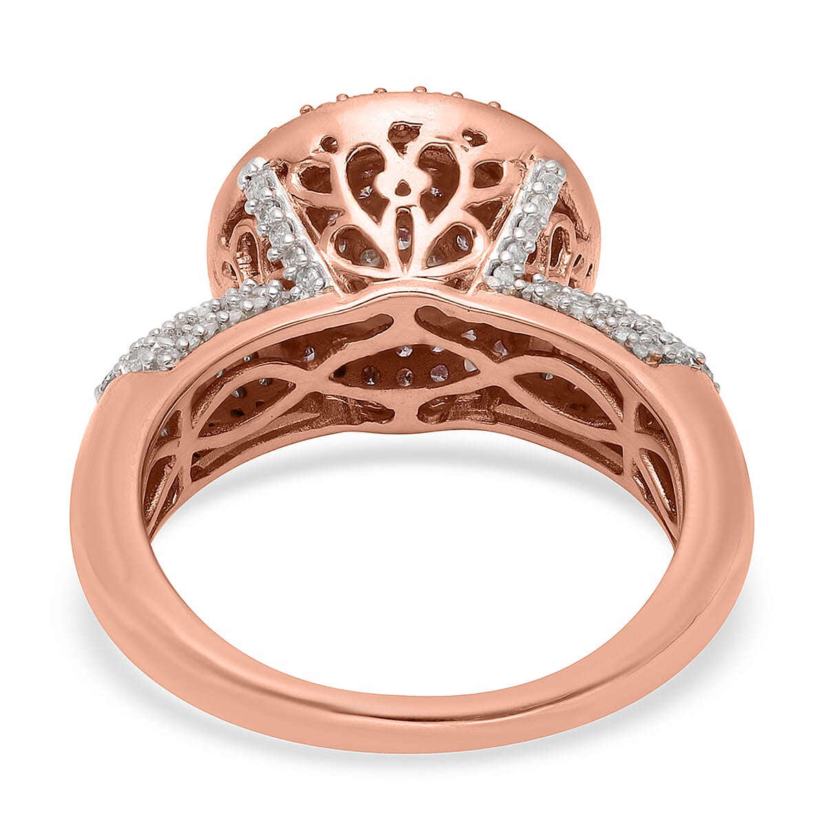Natural Pink and White Diamond I3 Ring in Vermeil Rose Gold Over Sterling Silver 1.00 ctw image number 4