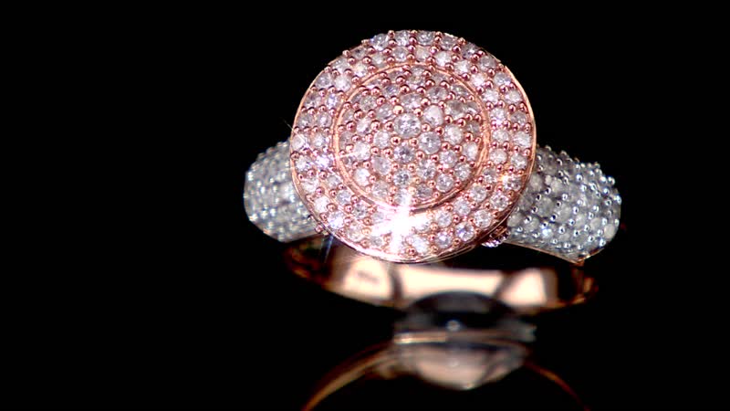 Natural Pink and White Diamond Classic Ring in Vermeil Rose Gold Over Sterling Silver