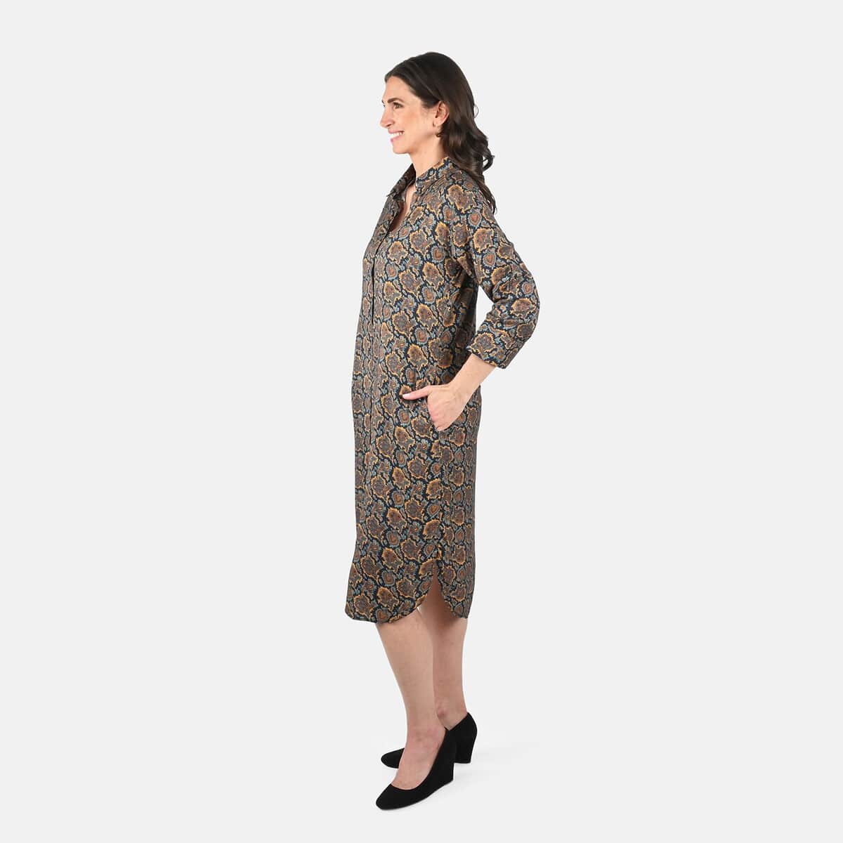 Multi Color Paisley Pattern Long Dress - S image number 2