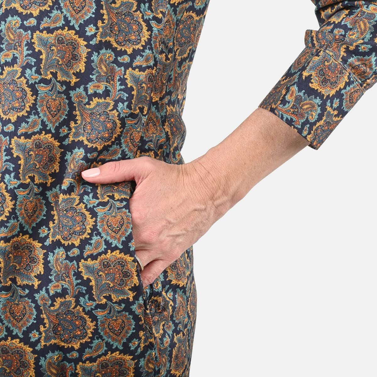 Multi Color Paisley Pattern Long Dress - S image number 4