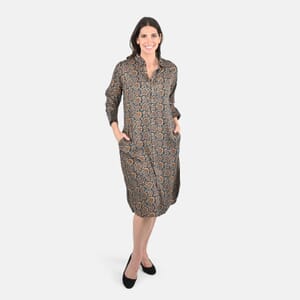 Multi Color Paisley Pattern Long Dress - L