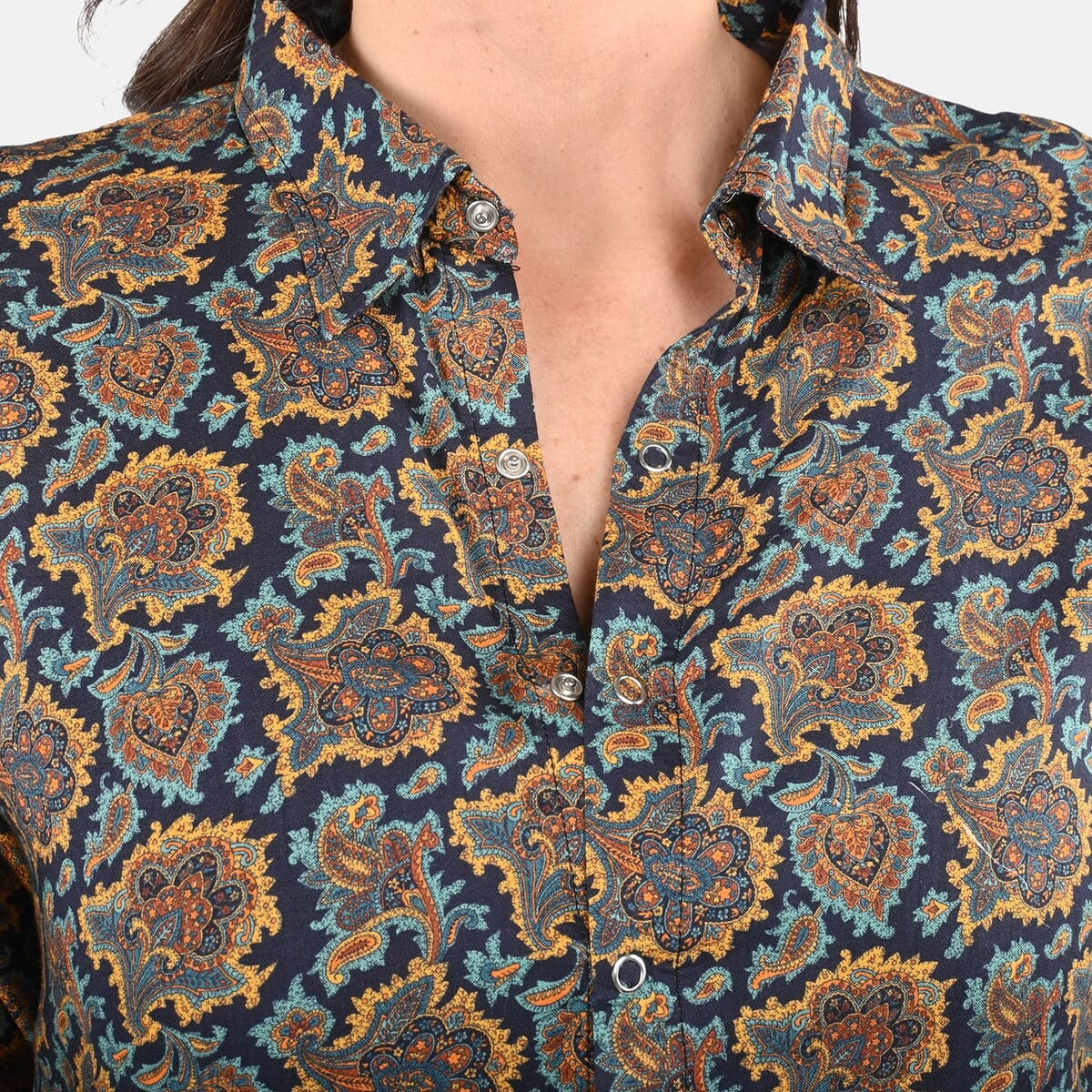 Multi Color Paisley Pattern Long Dress - L image number 3
