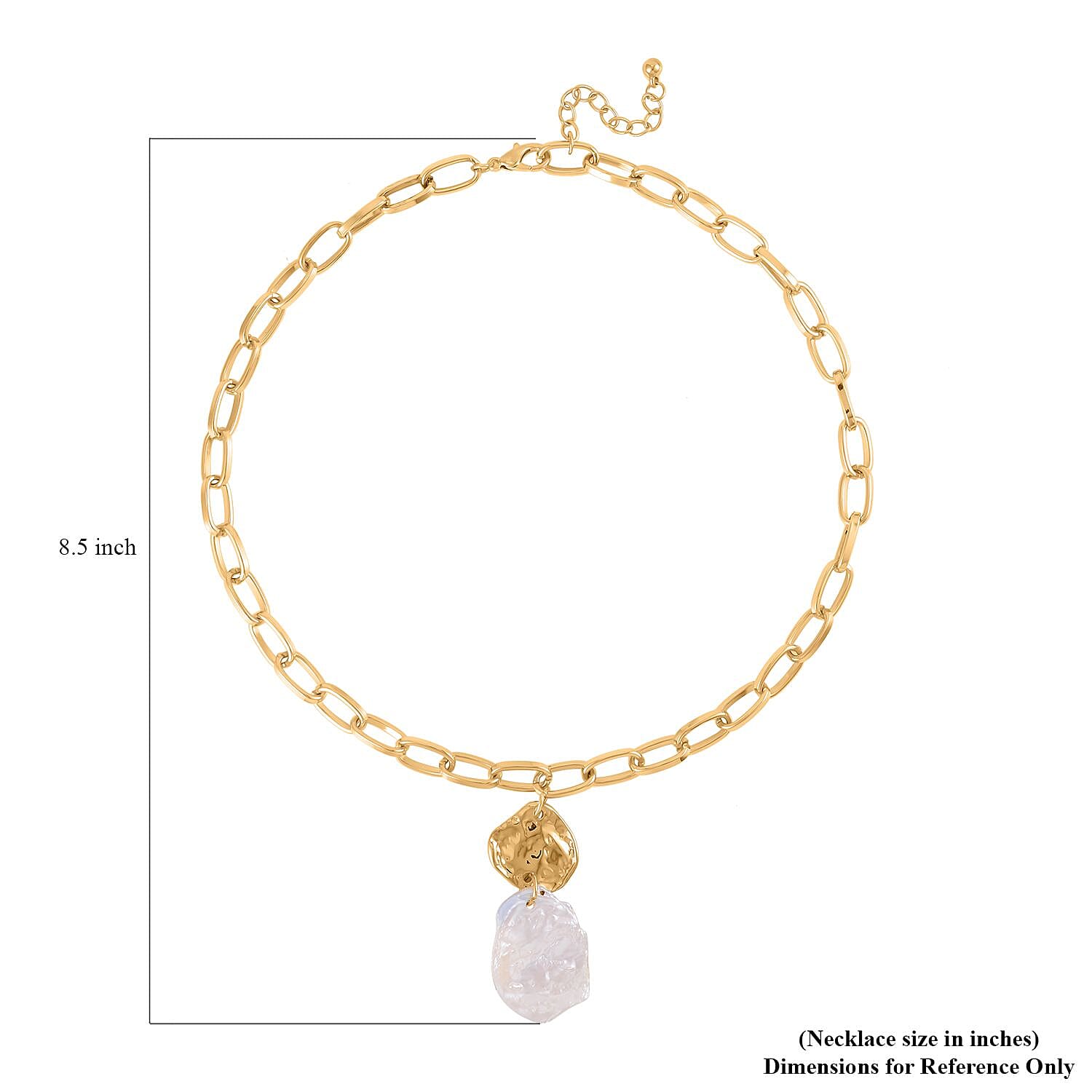 White Keshi Pearl Necklace 20-22 Inches in Goldtone