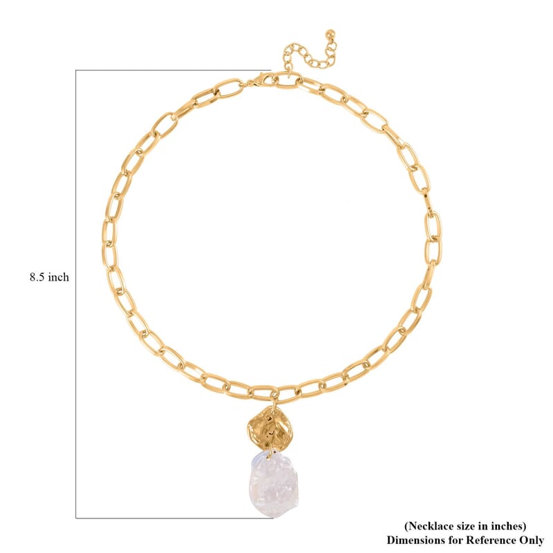White Keshi Pearl Necklace 20-22 Inches in Goldtone